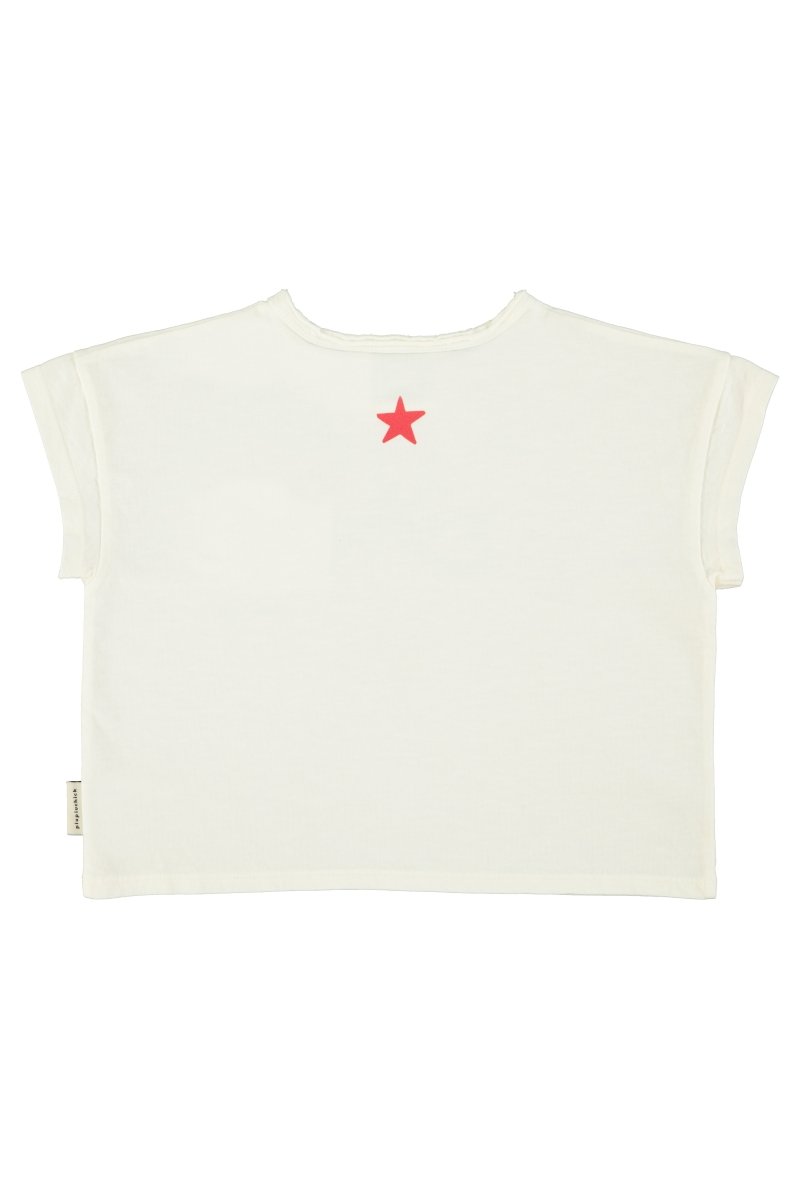 Camiseta crudo con estampado peace trasera