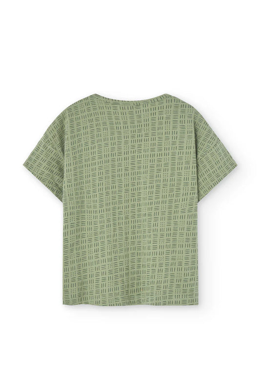 Camiseta oversized haco verde mimbre trasera