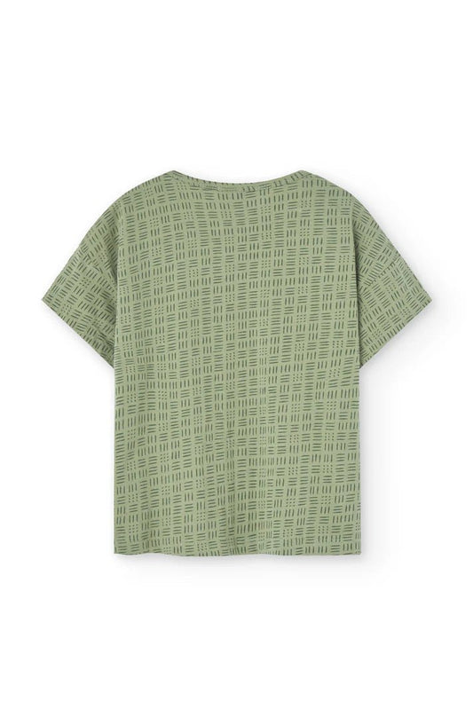 Camiseta oversized haco verde mimbre trasera