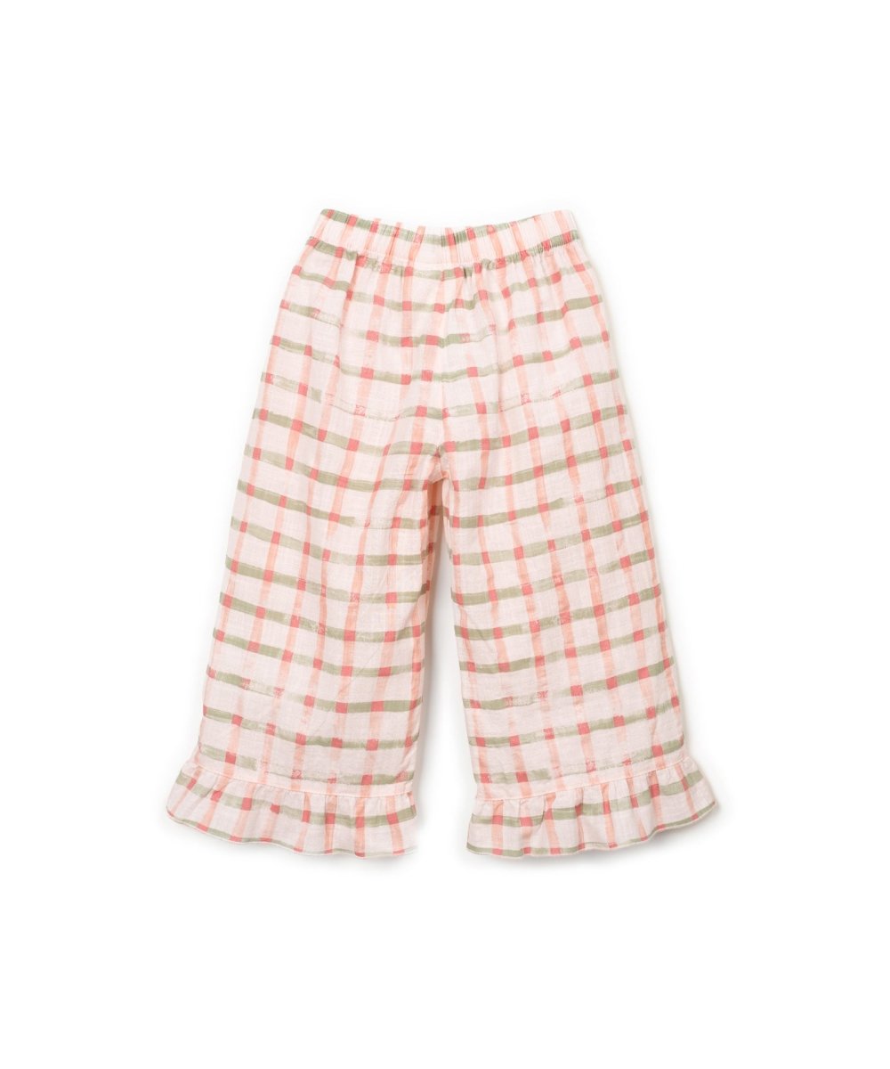 Pantalon largo estampado cuadros trasera