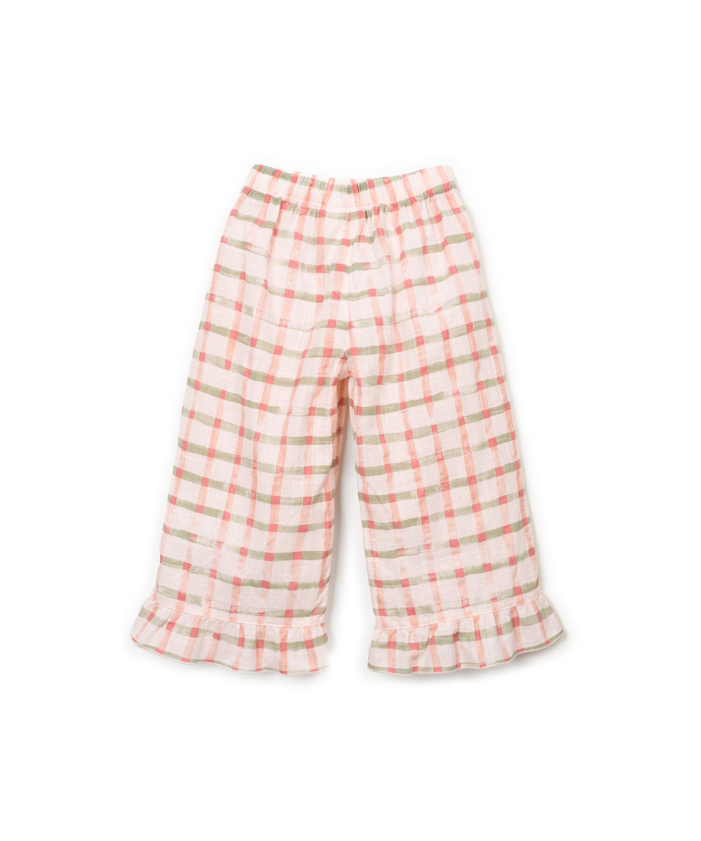 Pantalon largo estampado cuadros trasera