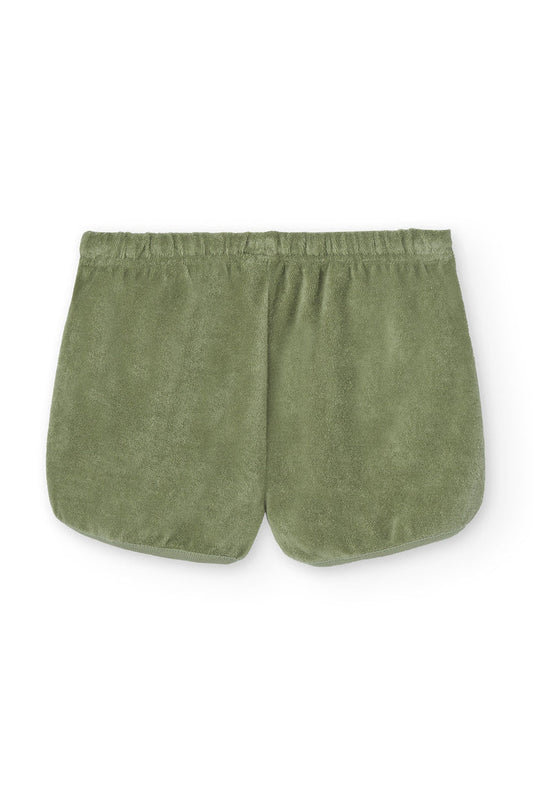 Pantalon corto huali rizo algodon organico verde jade trasera
