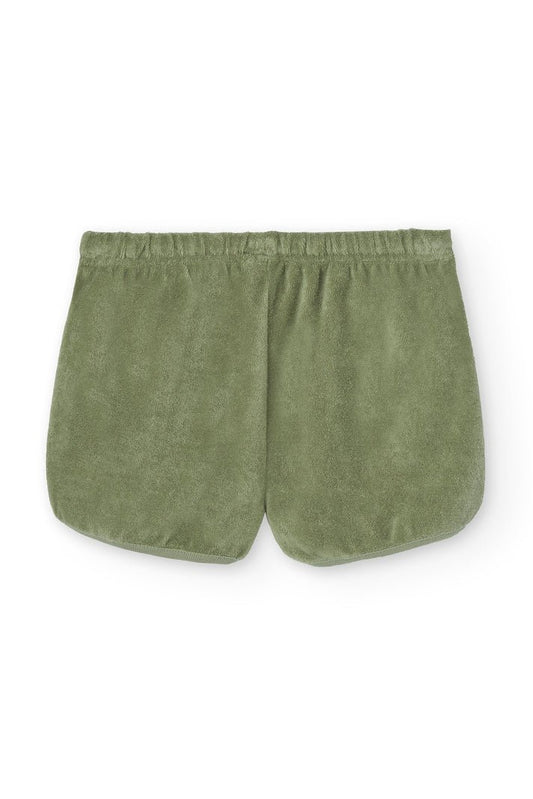 Pantalon corto huali rizo algodon organico verde jade trasera