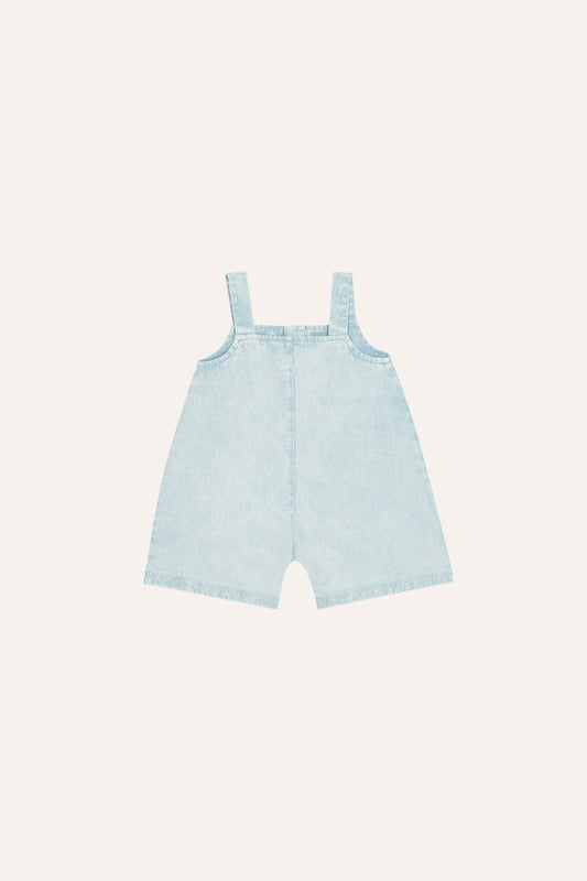 Peto de bebe denim azul claro detras