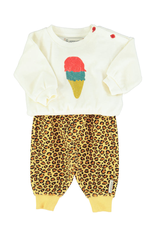 Sudadera crudo con estampado de helado conjunto2