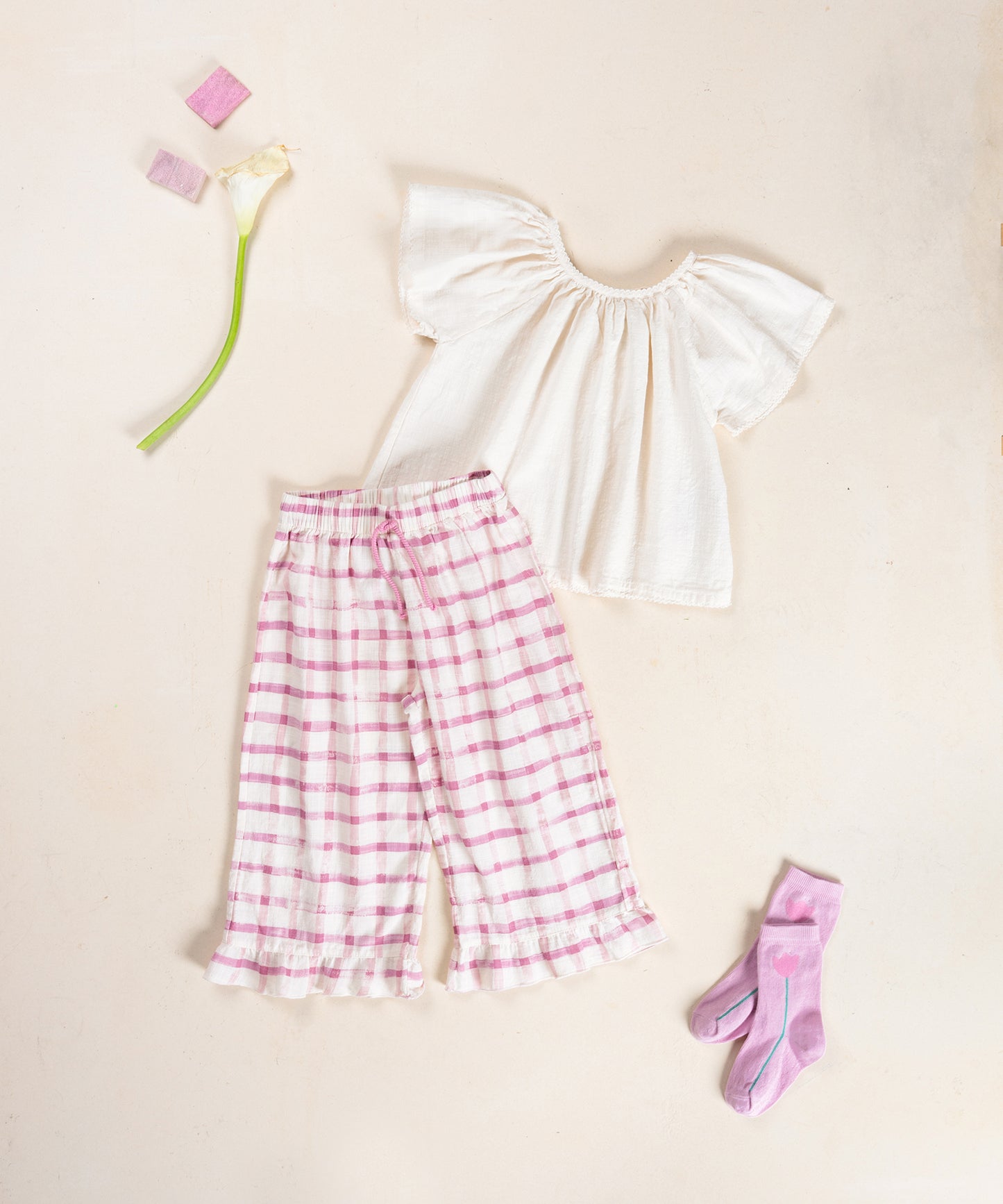 Tunica tejido blanca conjunto