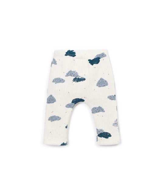 Leggings Bebé Algodón Crudos Nubes Azules de Play Up - vista trasera.