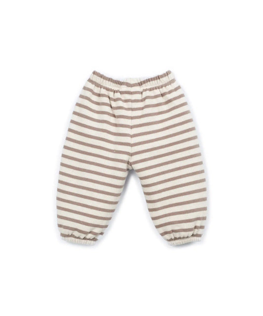Pantalón Bebé Algodón Crudo Rayas Topo de Play Up - vista trasera.