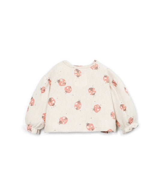 Sudadera Bebé Algodón Cruda Frutas Rosas de Play Up - vista trasera.