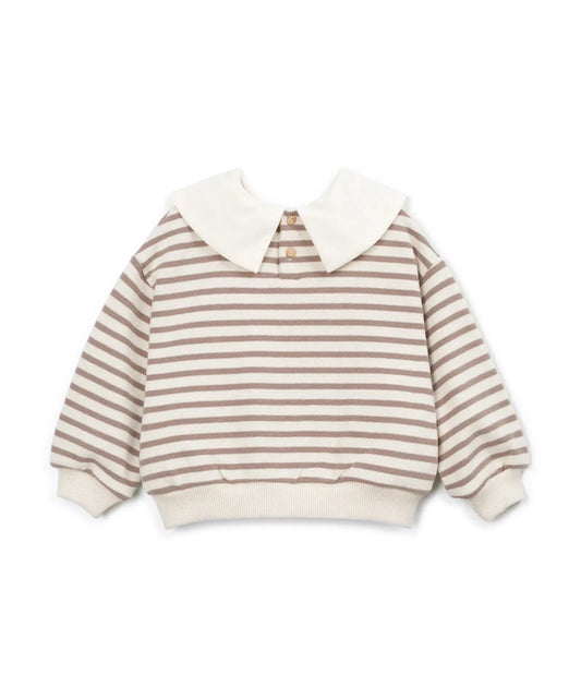 Sudadera Niña Algodón Cruda Rayas Topo de Play Up - vista trasera.