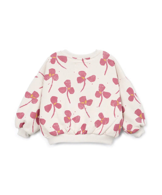Sudadera Niña Algodón Orgánico Cruda Floral Rosa de Play Up - vista trasera.