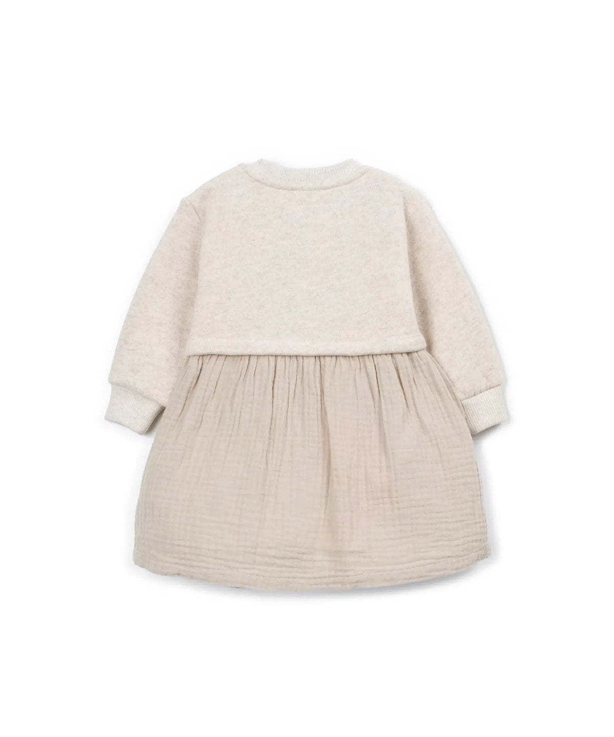 Vestido Bebé Algodón Crudo Falda Fruncida de Play Up - vista trasera.