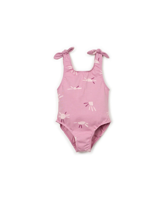 Banador rosado estampado sol delantera
