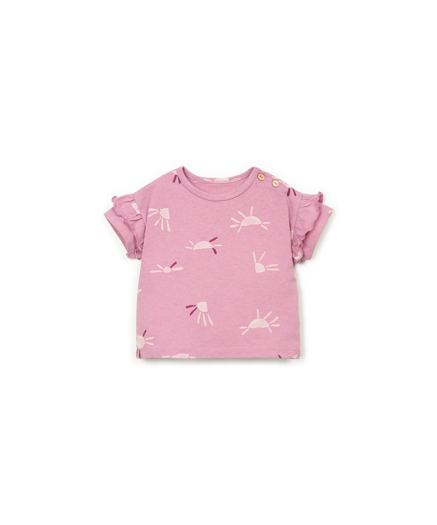 Camiseta jersey estampada anti-uv rosa delantera