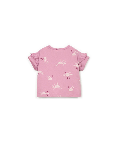 Camiseta jersey estampada anti-uv rosa trasera