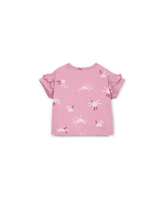 Camiseta jersey estampada anti-uv rosa trasera