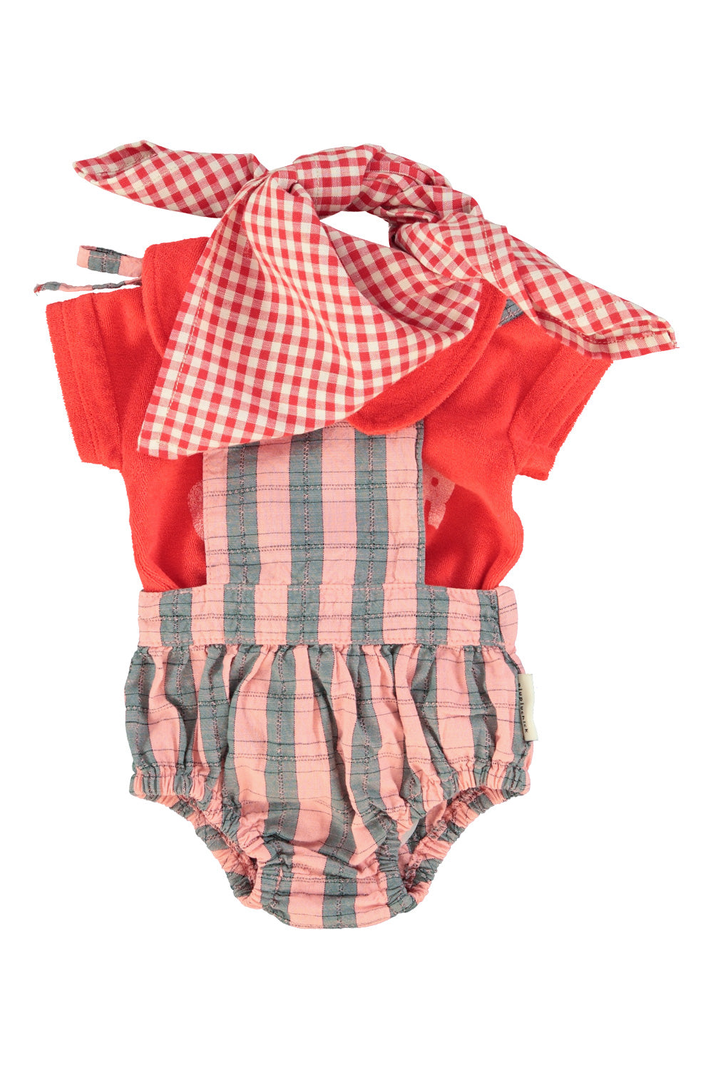 Camiseta con cuello peter pan roja con estampado amour conjunto bebe trasera