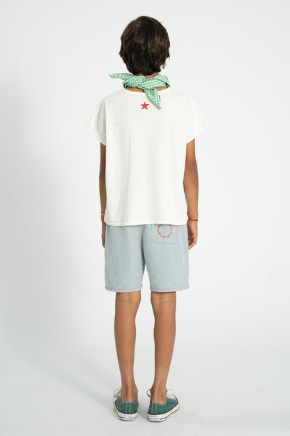 Camiseta crudo con estampado peace conjunto trasera