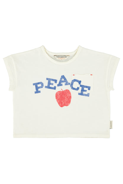 Camiseta crudo con estampado peace delantera