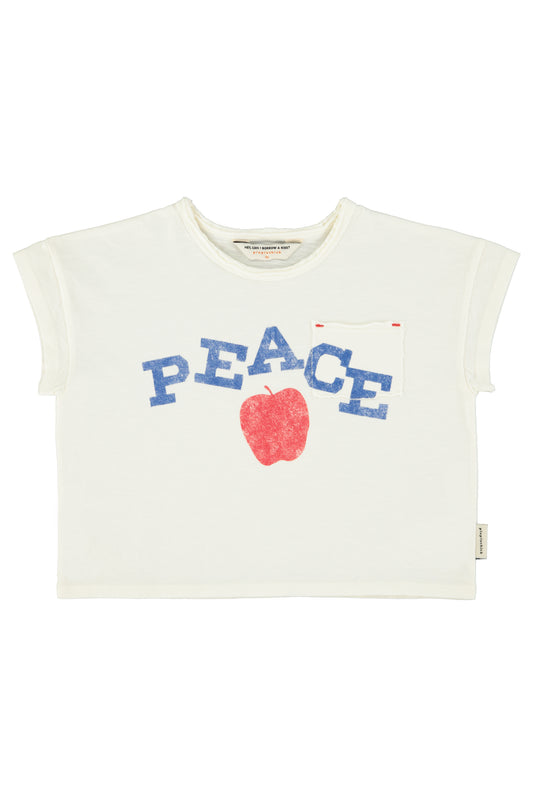 Camiseta crudo con estampado peace delantera