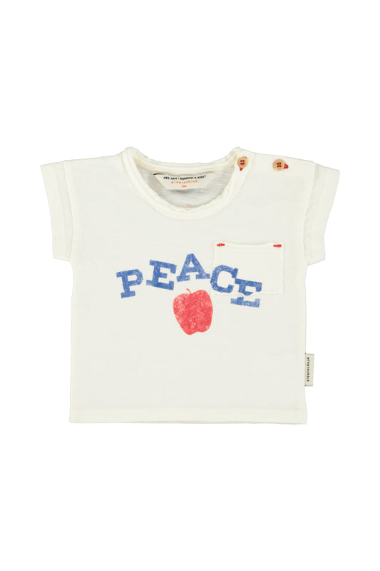 Camiseta crudo con estampado peace delantera bebe