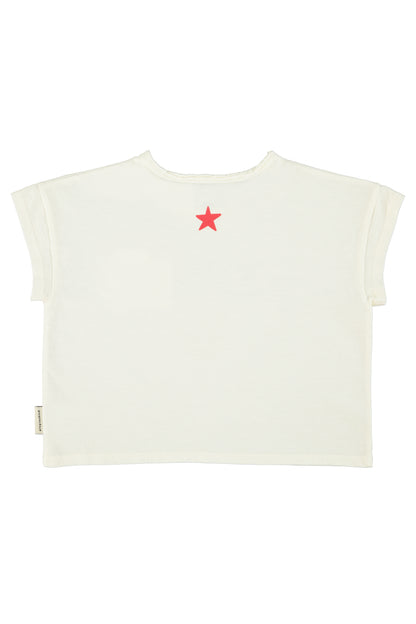 Camiseta crudo con estampado peace trasera