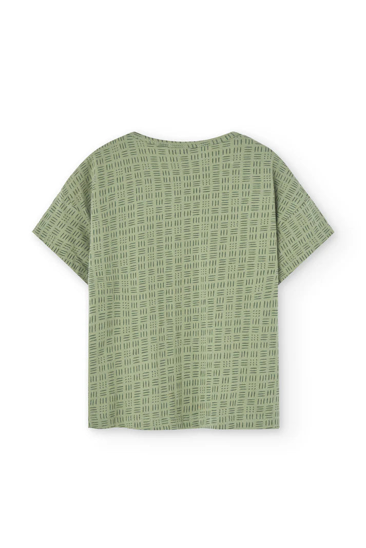 Camiseta oversized haco verde mimbre trasera