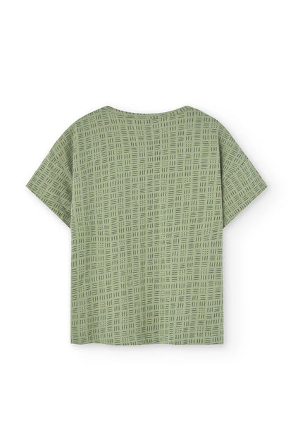 Camiseta oversized haco verde mimbre trasera
