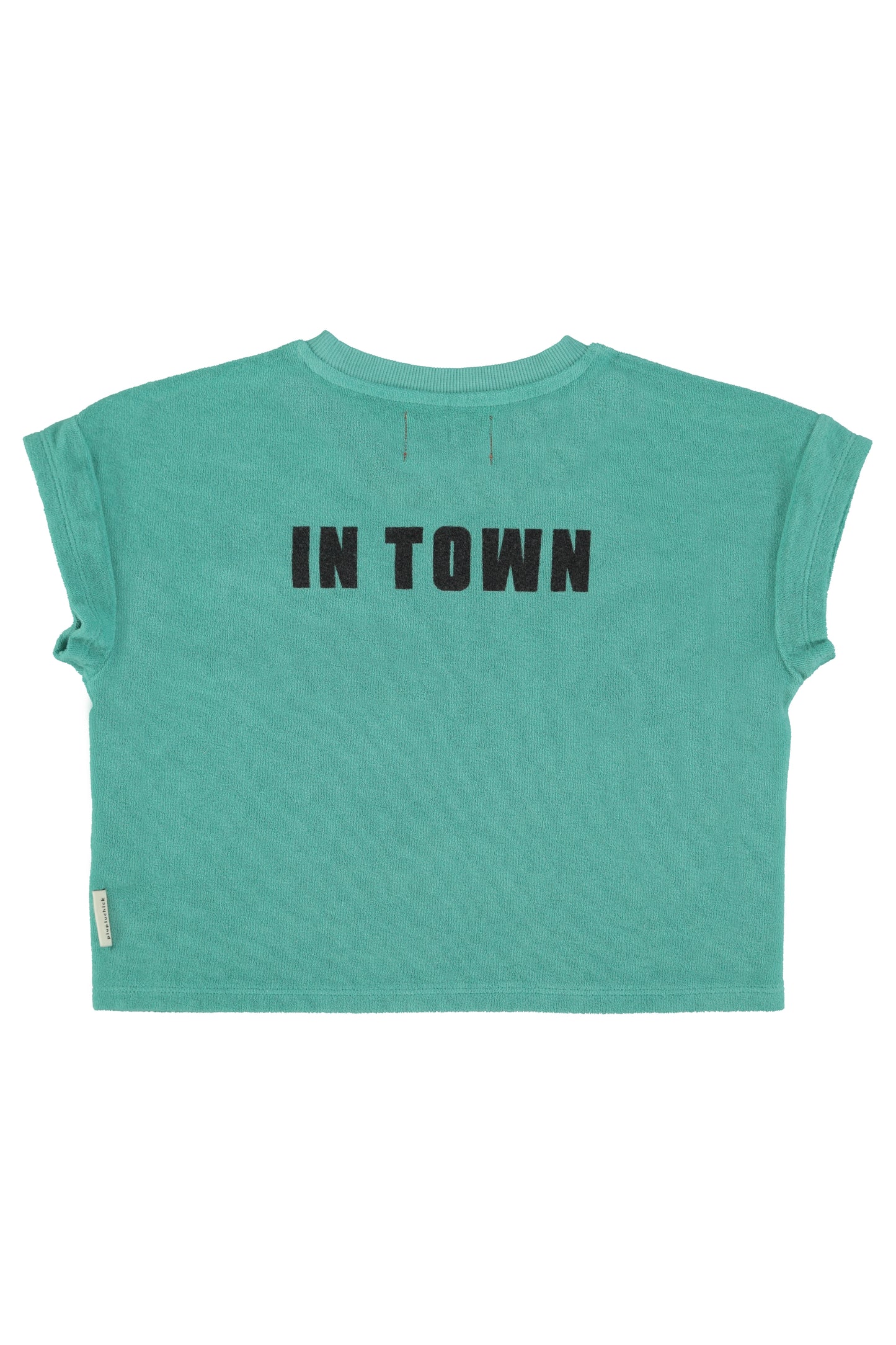 Camiseta turquesa con estampado best friend trasera