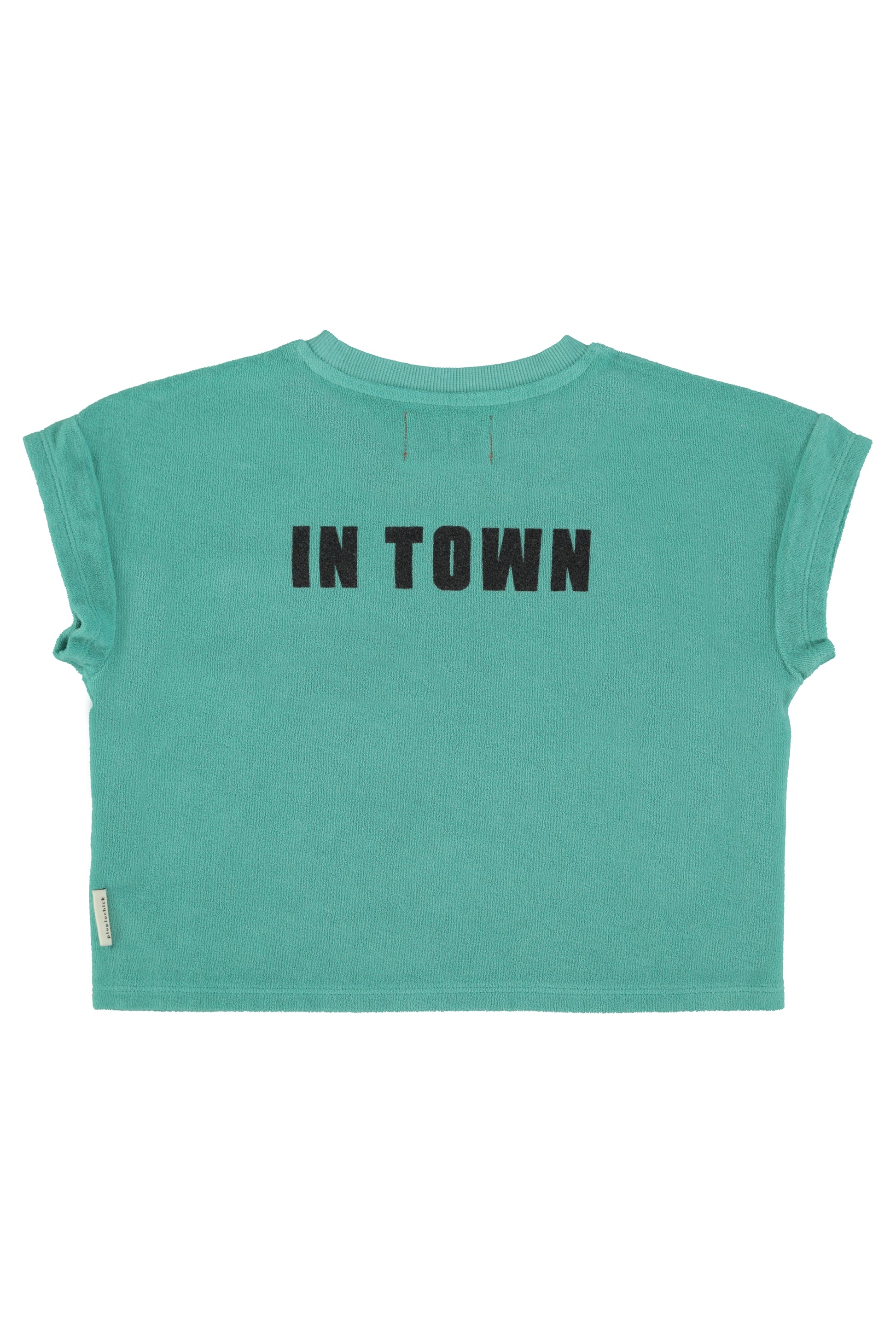 Camiseta turquesa con estampado best friend trasera