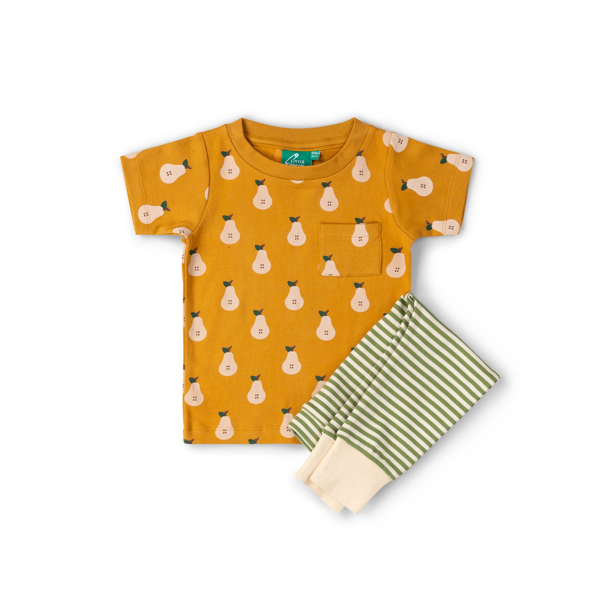 Conjunto de camiseta y pantalon de chandal organico peras de verano delantera