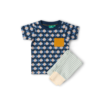 Conjunto de juego de camiseta y pantalon organico little fish delantera