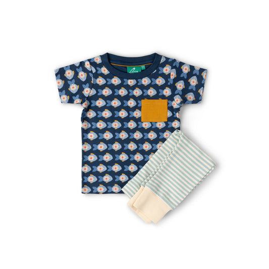 Conjunto de juego de camiseta y pantalon organico little fish delantera