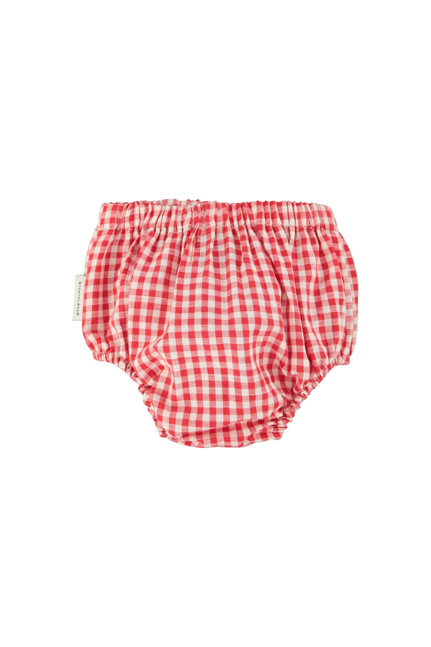 Cubrepanal de bebe cuadros rojo y crudo trasera