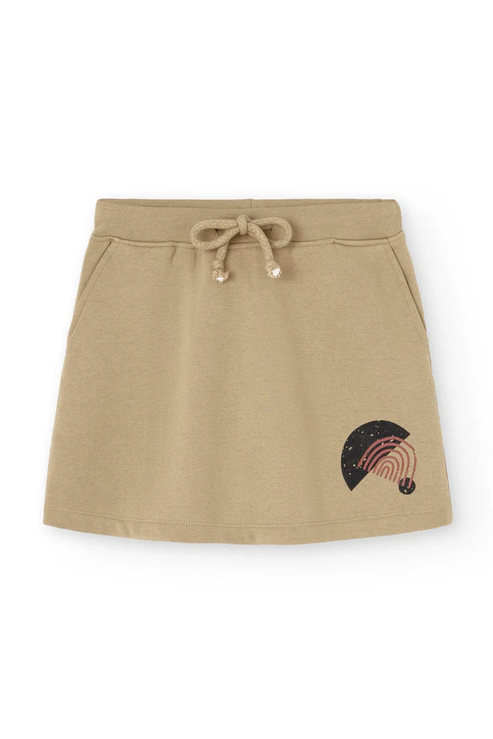 Falda corta evase gaya beige delantera