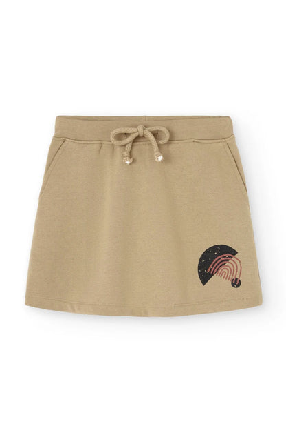 Falda corta evase gaya beige delantera