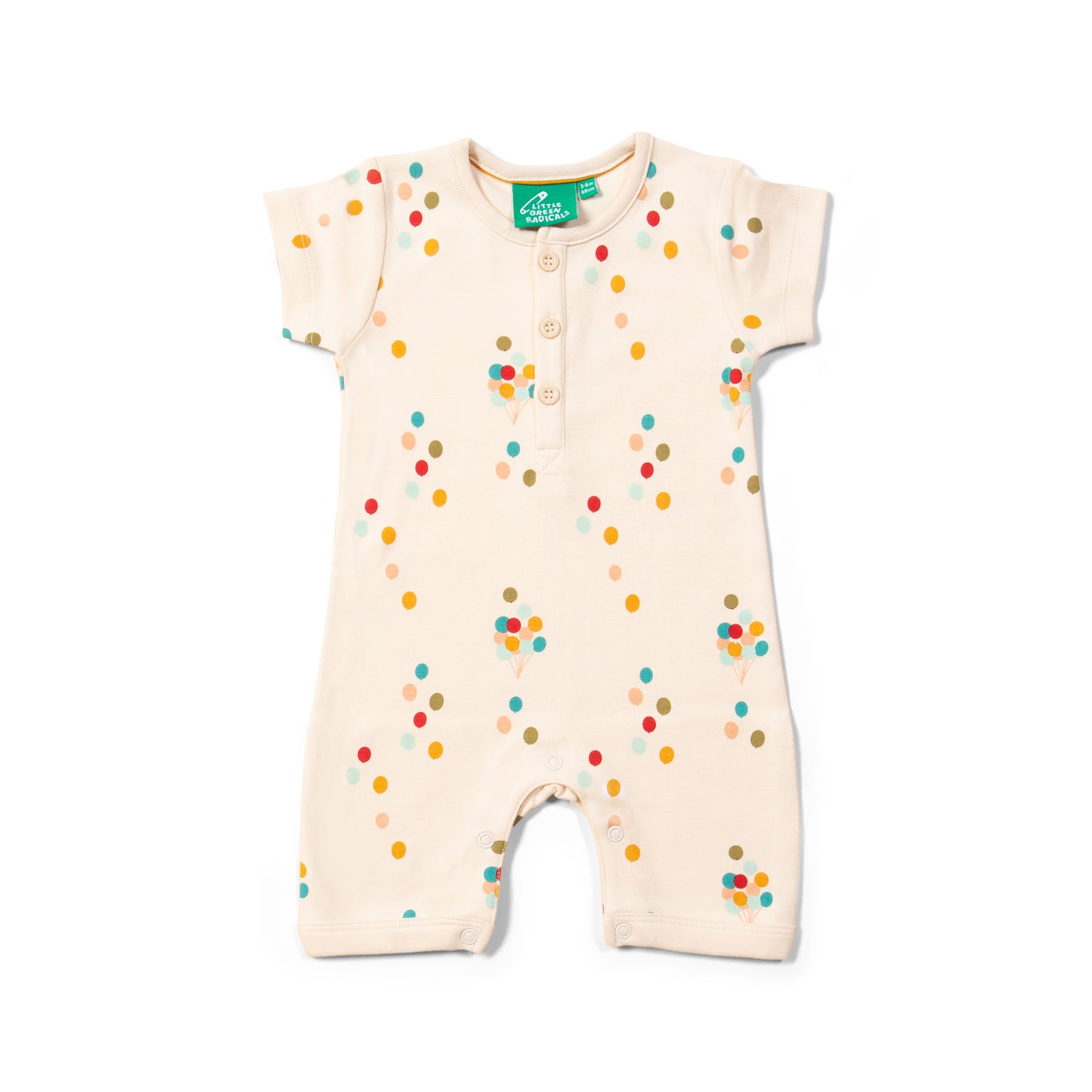Mameluco organico de verano rainbow balloons delantera