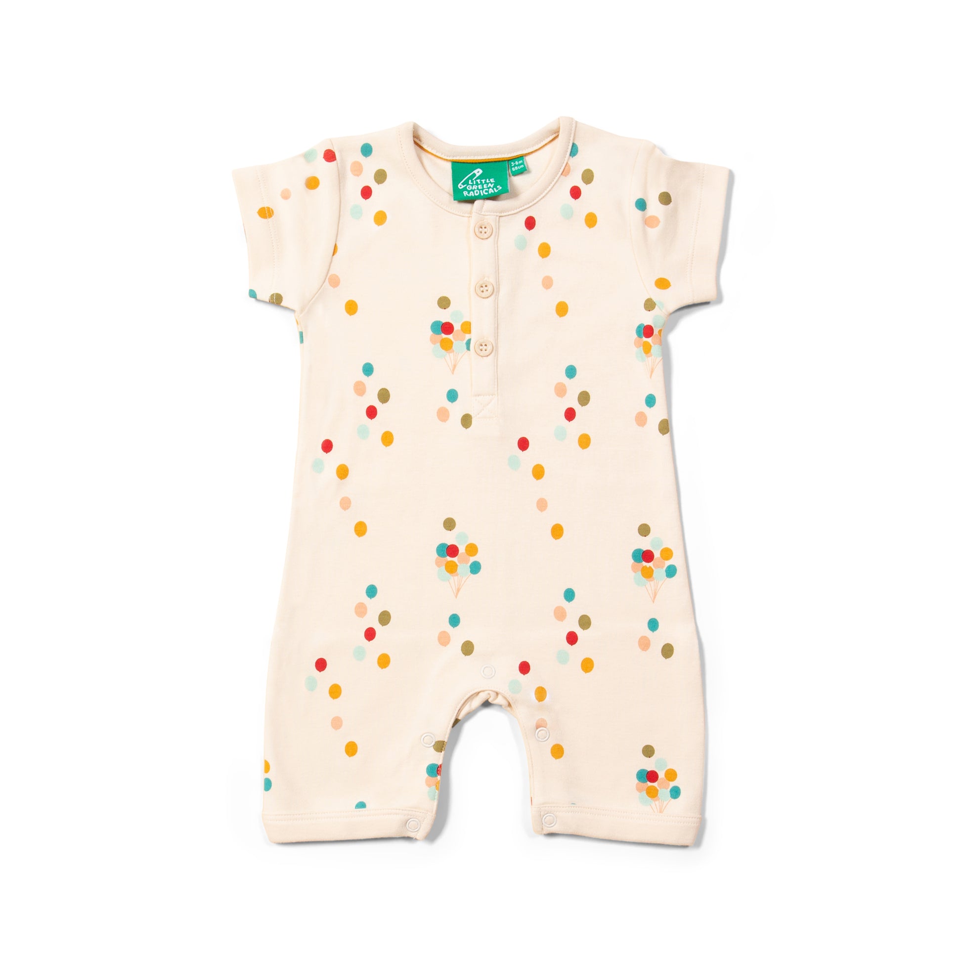 Mameluco organico de verano rainbow balloons delantera