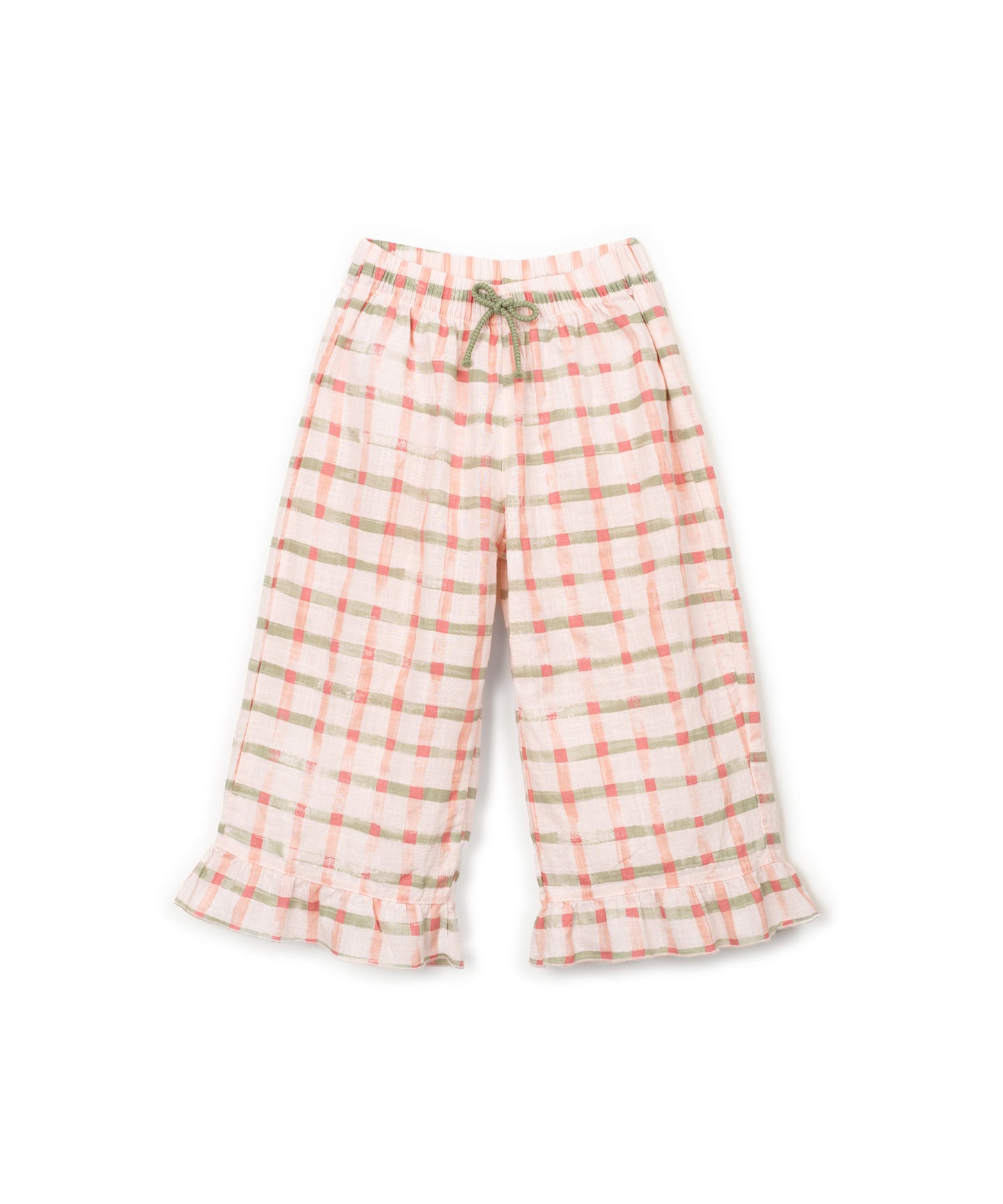 Pantalon largo estampado cuadros delantera