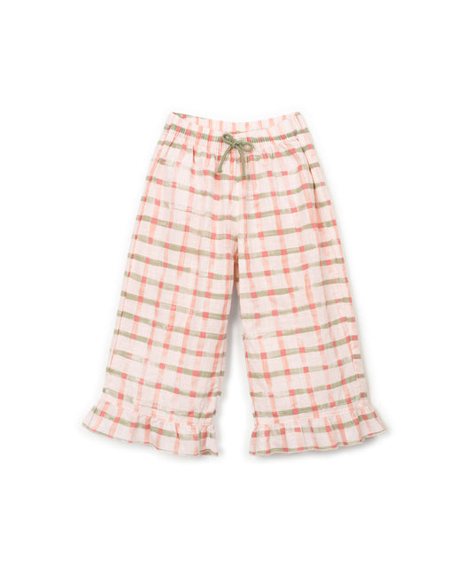 Pantalon largo estampado cuadros delantera