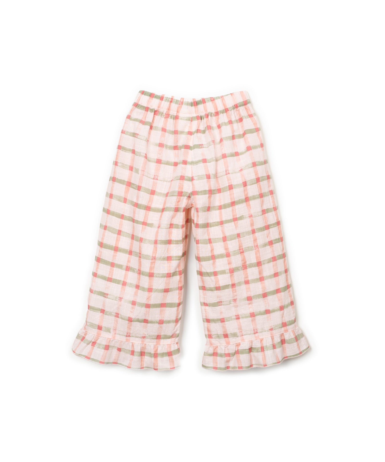 Pantalon largo estampado cuadros trasera
