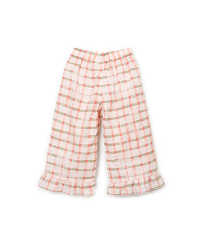 Pantalon largo estampado cuadros trasera