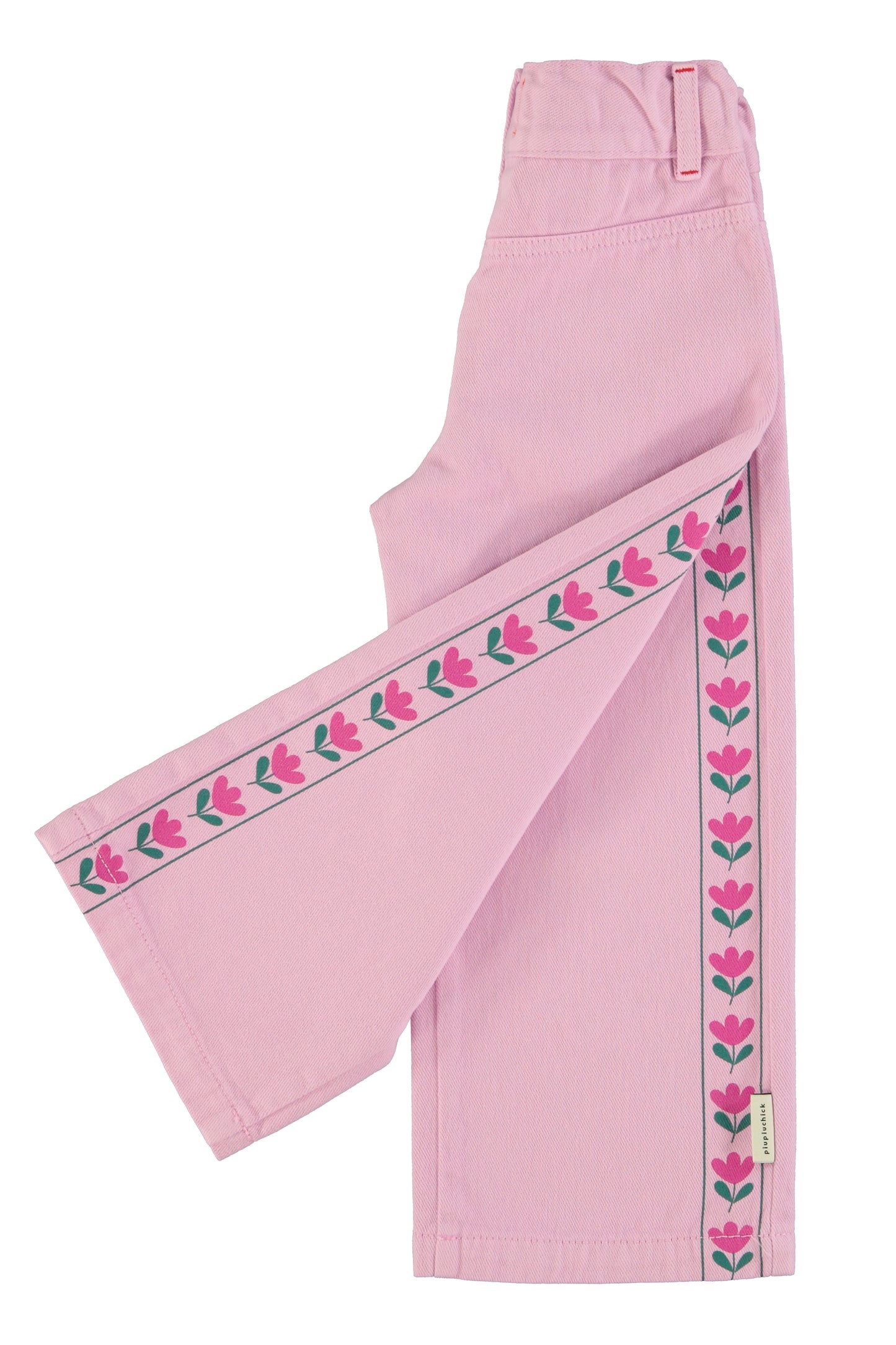 Pantalon acampanado lila detalle