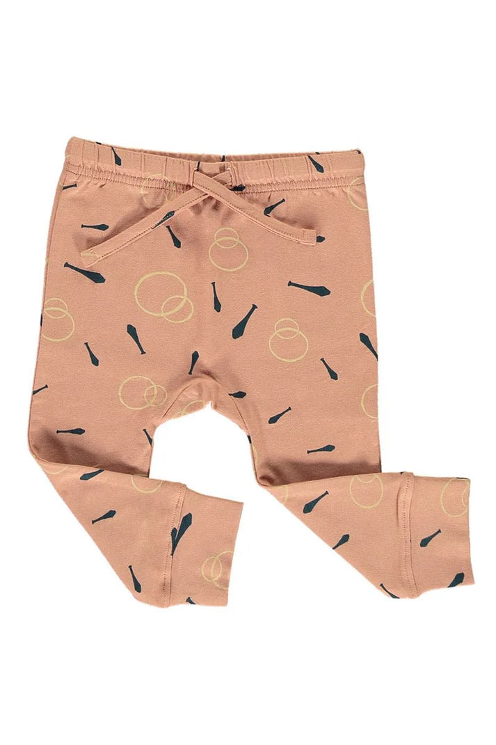 Pantalon bebe rosa estampado malabares detalle