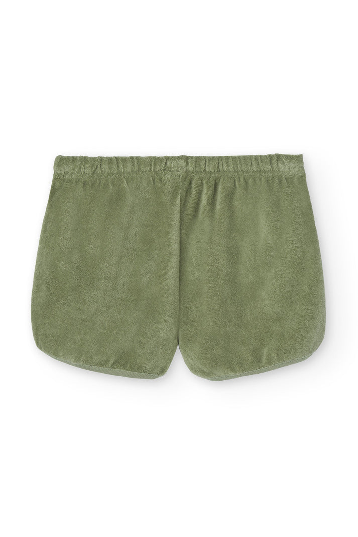 Pantalon corto huali rizo algodon organico verde jade trasera