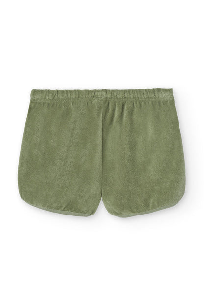 Pantalon corto huali rizo algodon organico verde jade trasera