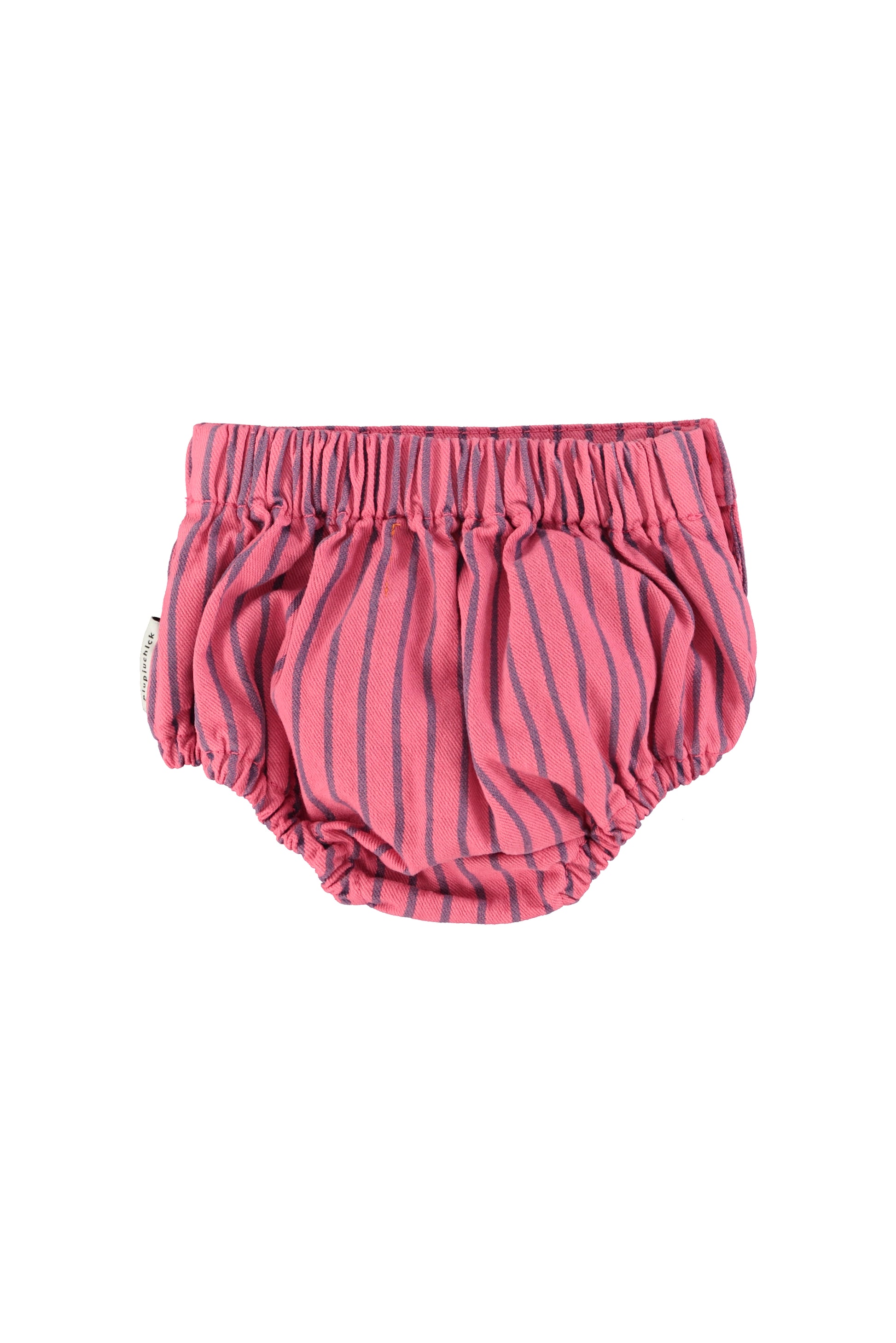 Pantalon corto para bebe rosa con rayas indigo trasera