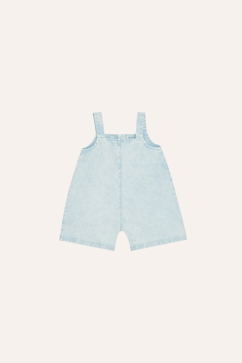 Peto de bebe denim azul claro detras