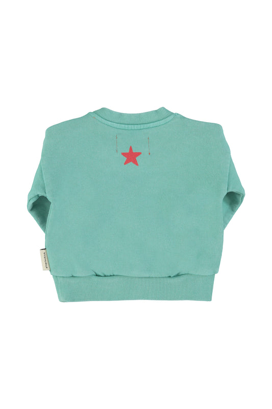Camiseta turquesa con estampado best friend trasera bebe