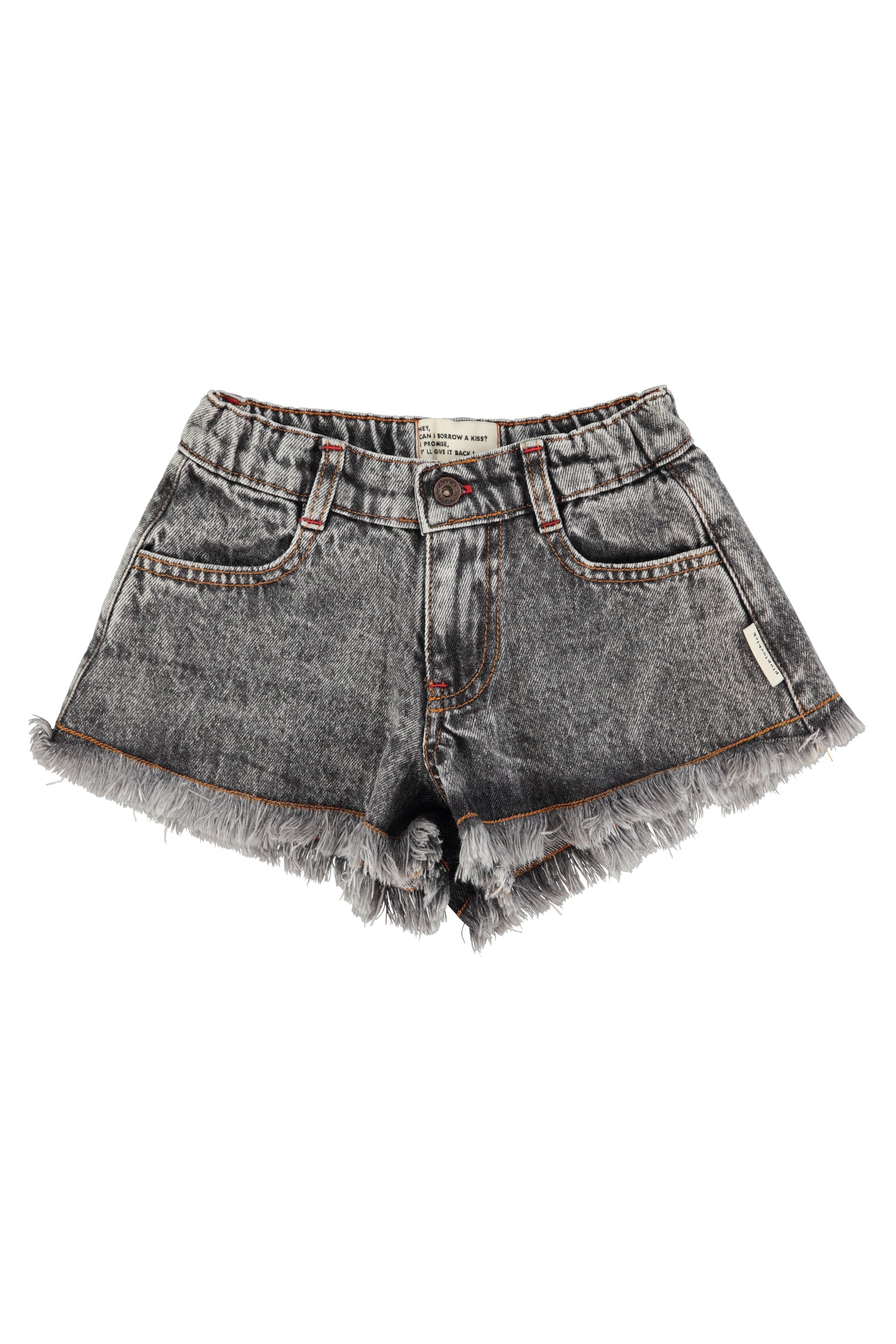 Shorts con flecos denim negro lavado delaantera